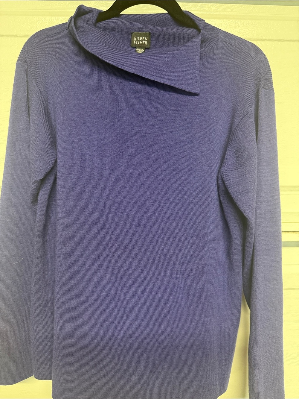 Eileen Fisher Deep Purple Asymmetric Collar Turtleneck Sweater